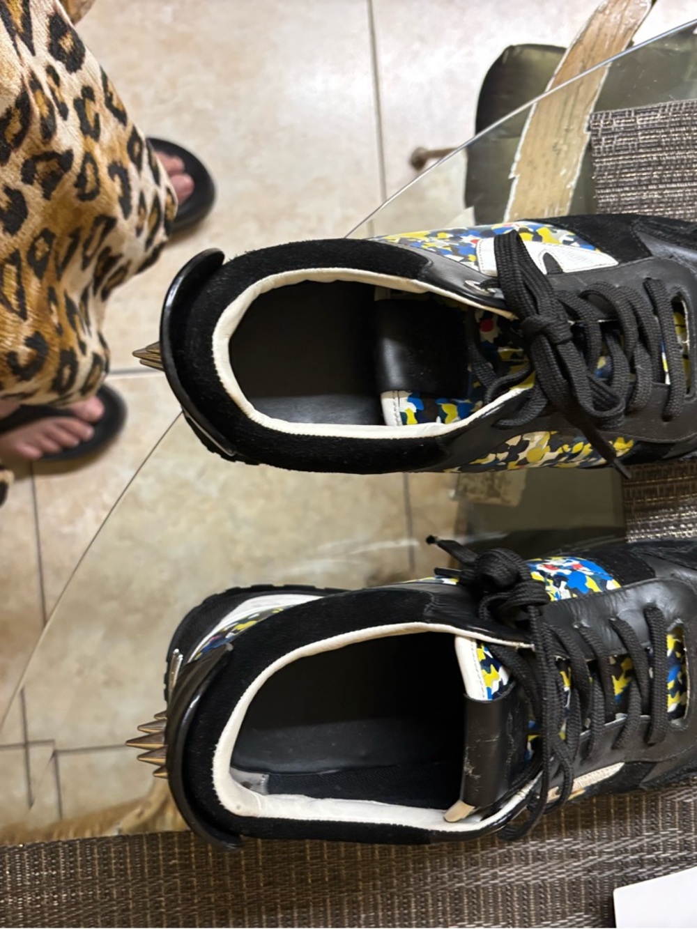 Fendi Black Sneakers with Multicolor Camouflage Accents